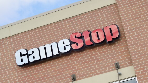 GameStop sign, GME stock