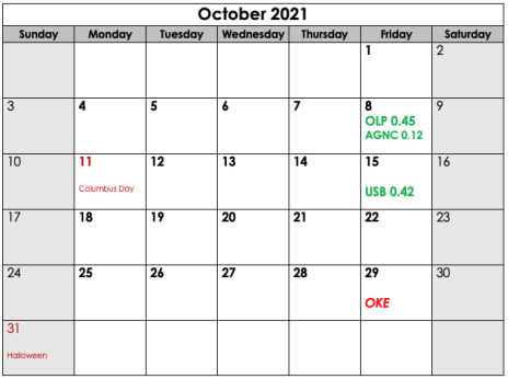 CIA October Calendar