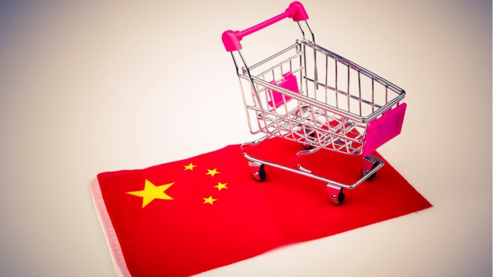 China Flag Shopping Cart e-commerce Alibaba (BABA)