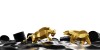 Energy bull market represented by a gold bull and gold bear in crude oil