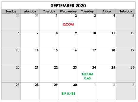 CIA Sept 2020 Income Calendar