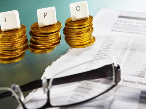 IPO Letters Gold Coin Stack