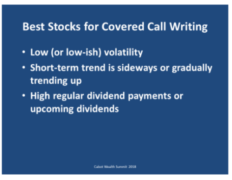 Covered calls work well with these types of dividend stocks.