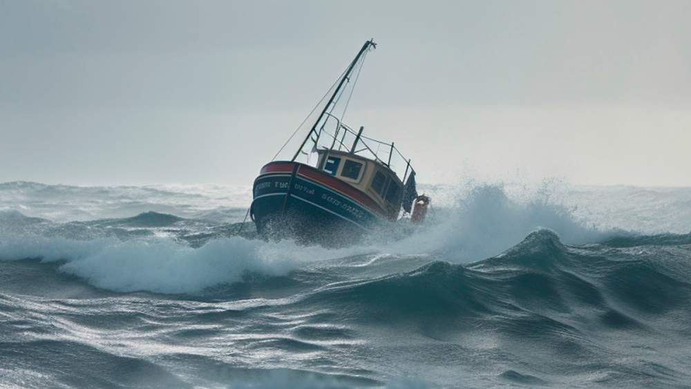 Boat on Rough Waters 