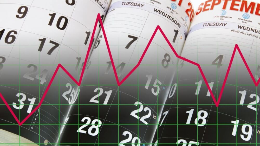 Calendar Red Line Chart Summer Months